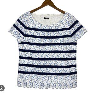 Talbots Blue and White Floral Blouse